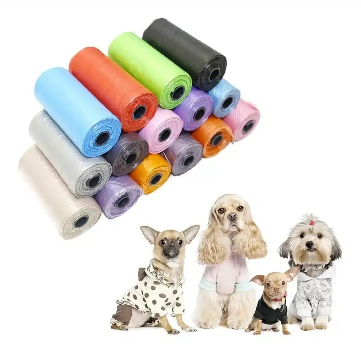 TUG Dispensador de bolsas de basura para perros con bolsas de excremento de  perro, 17 rollos (255 bolsas), 15 bolsas por rollo, con dispensador blanco