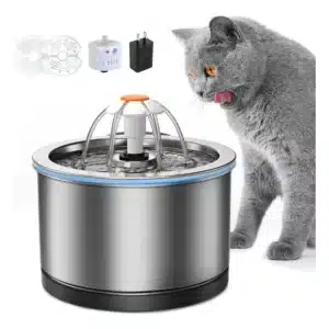 Fuente de agua acero inoxidable para gato 2.4L