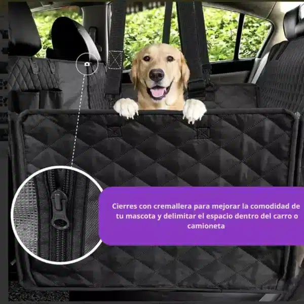 Forro Silla Carro Perro Mascota Protector Premium con bolsillos con cremallera