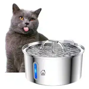 fuente de agua para gato en acero inoxidable luz led grifo